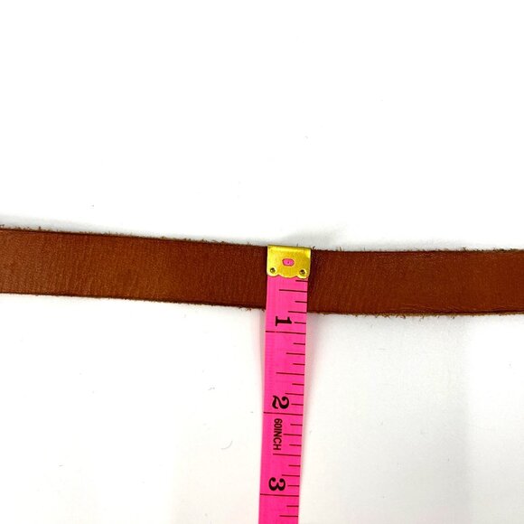 Scotch & Soda Women\'s L Brown Leather Skinny Belt with Embossed Numbers Preppy main image 6
